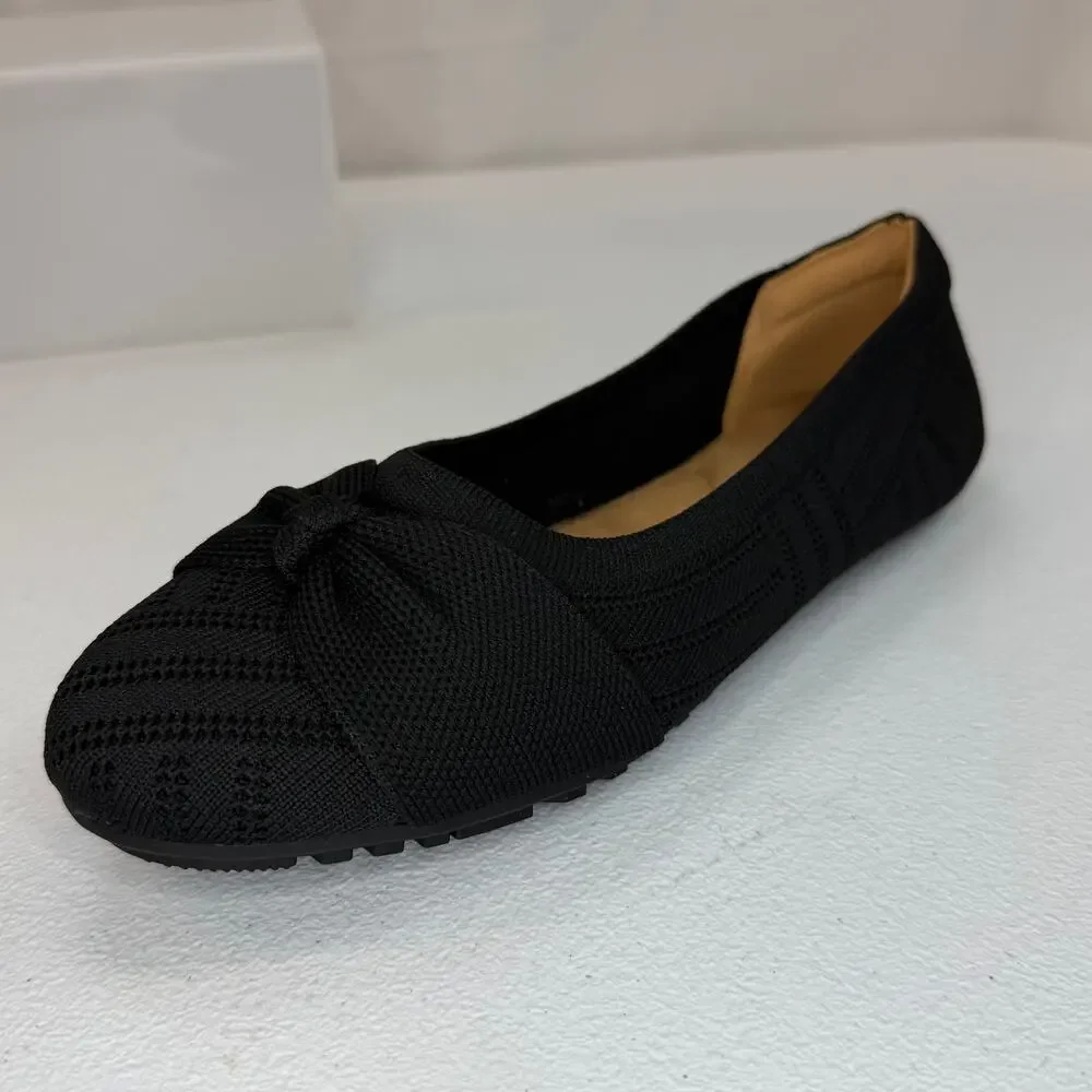 Ablanezoom Women’s Black Knot Flats – Size 38 / US 7.5 Slip‑On Ballet Shoes